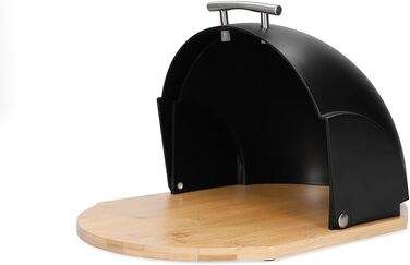 HOMLA Металева хлібниця з кришкою, 37 x 26 x 22 см, чорний Darvin
