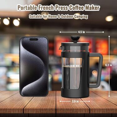 French Press RAINBEAN 350мл: френч-прес з боросилікатного скла, для приготування кави та чаю