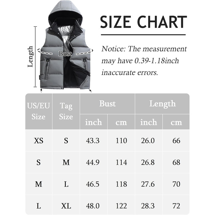 Чоловіча зимова жилетка AIEOE з PU, без рукавів, для активного відпочинку з капюшоном, термо, стеганий, теплий, водонепроникний (S, сірий)