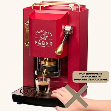 Faber Pro Deluxe Brass Coffee Machine with Waffles from Ese Paper 44 mm (Cherry Red) + 50 Waffles Ritz Café Unique Blend