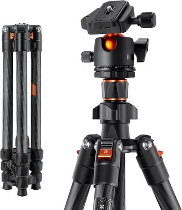 Штатив K&F Concept 200CM (78 дюймів) для камери: трипод з кульковою головкою 360°, моноподом, 1/4'' гніздом, для DSLR, з карбону (162CM+8KG)