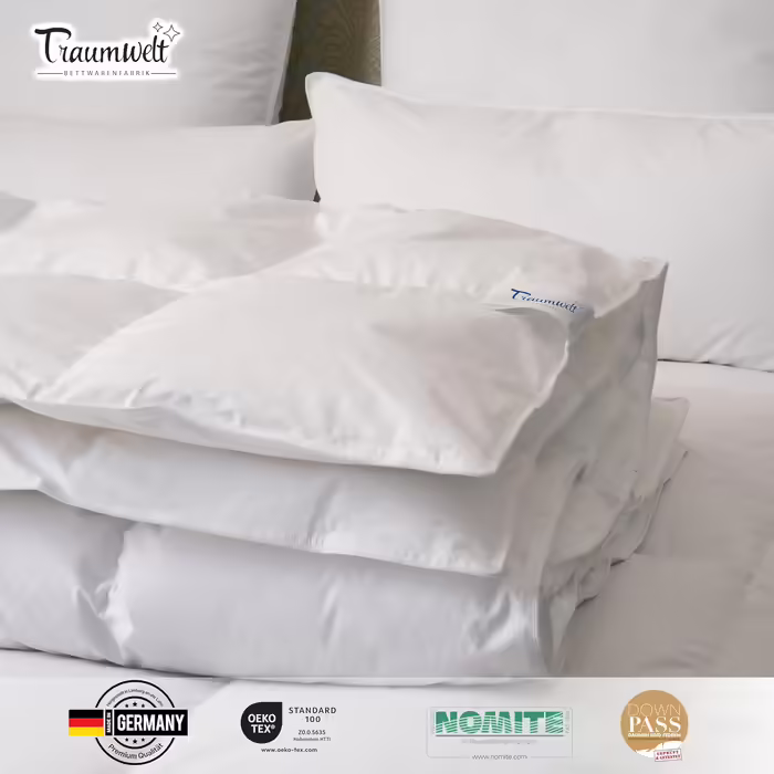 Dreamworld Nature Down Comforter Made in Germany, 135x200 cm, made of 90% down and 10% feathers, winter duvet, suitable for allergy sufferers (nomite), Öko-Tex 100 Class 1 certified, Downpass 135 x 200 cm winter duvet