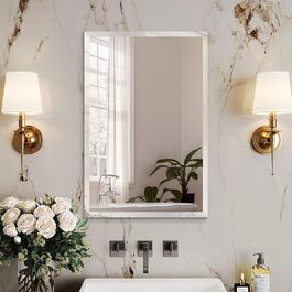 Дзеркало прямокутне скошеного краю без рами, 61 x 91,4 см. Скло безпечне, сучасний дизайн для ванної кімнати, спортзали, передпокої.