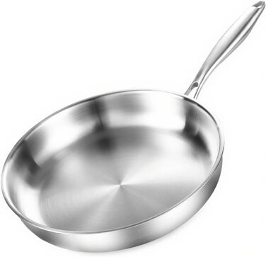 Сковорода з нержавіючої сталі 28 см, 3-шарова, безпечна, економна, стійка до високих температур, для всіх типів плит