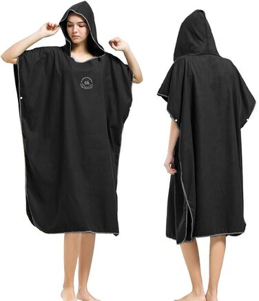Hiturbo Microfiber Towel Poncho, Changing Aid for Beach & Surf, Poncho for Men and Women - Changing Robe, One Size Warm Hooded Cloak, Changing Aid for Surfing & Swimming