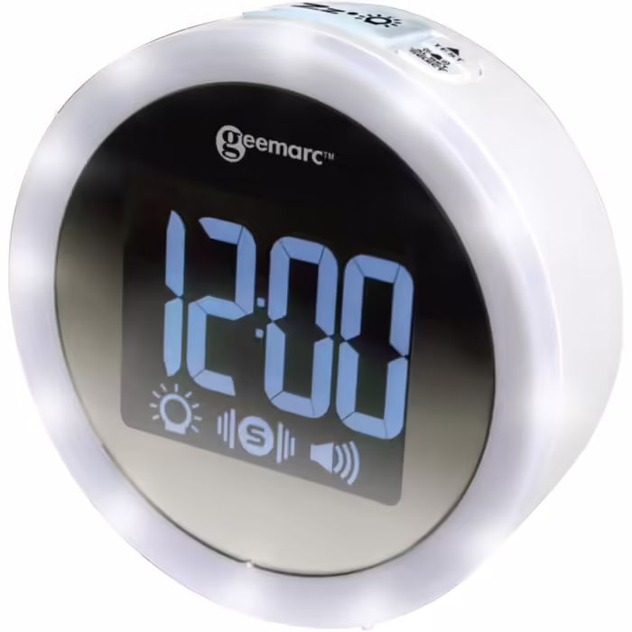 Alarm clock with 95dB loud alarm, flashing light, and vibrating cushion - Geemarc Wake 'N' Shake Star wakes up late sleepers, the hard of hearing, and the deaf - USB charger - Version DE