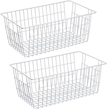 SANNO SANNO Wire Storage Baskets Freezer Baskets Farmhouse Organizer Storage Containers Large Organizer Containers for Pantry Organization Storage Baskets Rack with Handles - Set of 2