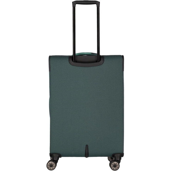 Travelite 4-Wheel Luggage Size L, Softshell made from recycled material, Luggage Series VIIA: Trolley with expandable gusset + edge protection, 77 cm, 91-103 liters (Trolley M extended (67 cm), Eucalyptus (Green))