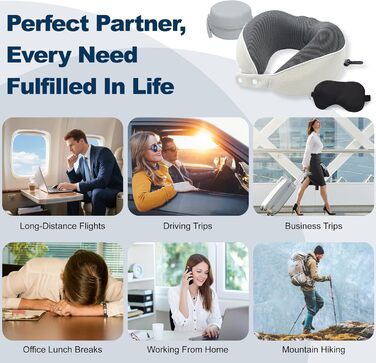 Подушка для шиї Comfy - подорожі літаком та авто. Memory Foam з 3D-маскою для сну, 360° підтримка, бежевий колір