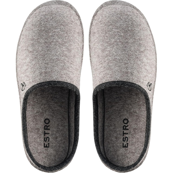 Чоловічі фетрові тапочки ESTRO - теплі зимові халапи для дому, широка модель, сірий колір, розмір 45 EU