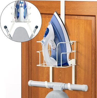 Кріплення для прасувальної дошки TJ.MOREE для дверей/стіни, біле. Організатор для прасування, зберігання прасувальної дошки та праски.