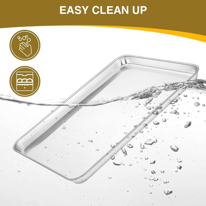 Wildone Baking Sheet with Grid Set (3 pans + 3 racks), stainless steel baking tray with cooling rack, non-toxic, durable, and easy to clean