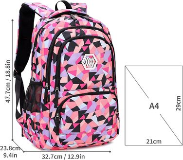 Шкільний рюкзак IvyH для дівчаток-підлітків, 3-в-1 з ланч-боксами та пеналом, чорний