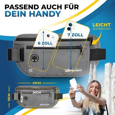 Чоловіча/жіноча поясна/поясна сумка для подорожей з захистом від злодіїв та RFID-захистом (сіра)