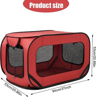 Транспортна переноска для собак та котів, складана Pop-Up, 94x53x53 см, червона
