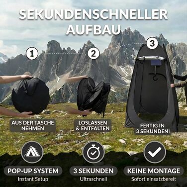 Намет для туалету CLIPOP Pop-Up, портативний, для душу, захист від сонця, водонепроникний, 120x120x190 см, чорний