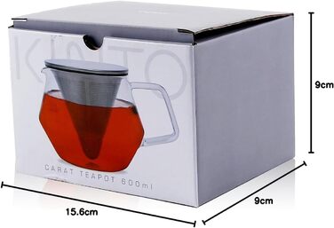 Kinto Unitea One Touch Teapot made of Stainless Steel, heat-resistant Glass Teapot with Stainless Steel Infuser in Lid (Japan Import) (600ml, Silver)