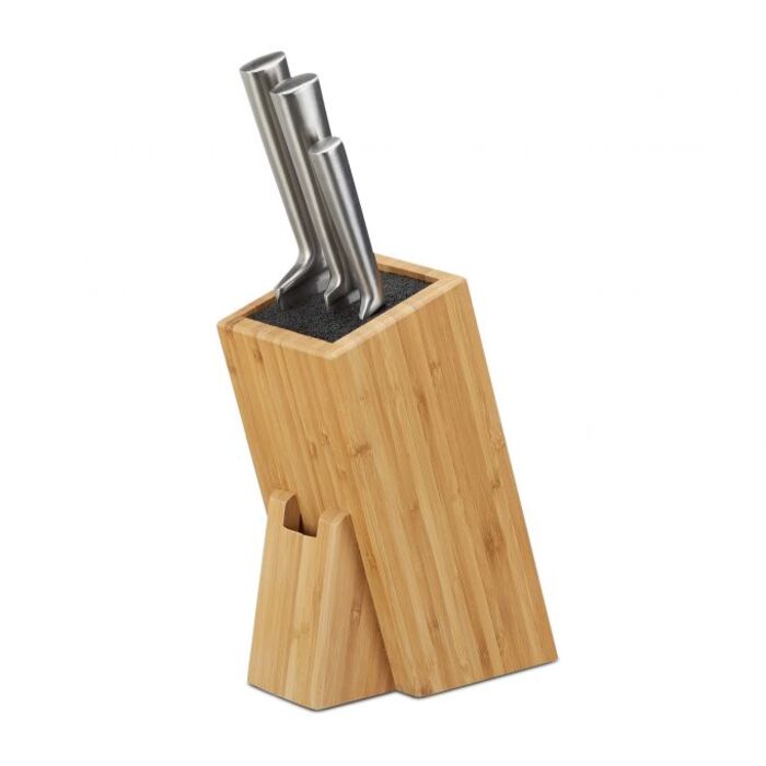 Relaxdays Bamboo Knife Block with Bristles