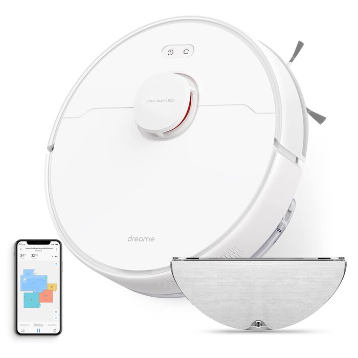 Робот-пилосос Dreame D9 Max з функцією миття, 4000Pa, LDS-навігація, 150 хв роботи, карти для різних поверхонь, ідеальний для килимів, твердих підлог та шерсті тварин, керування через додаток