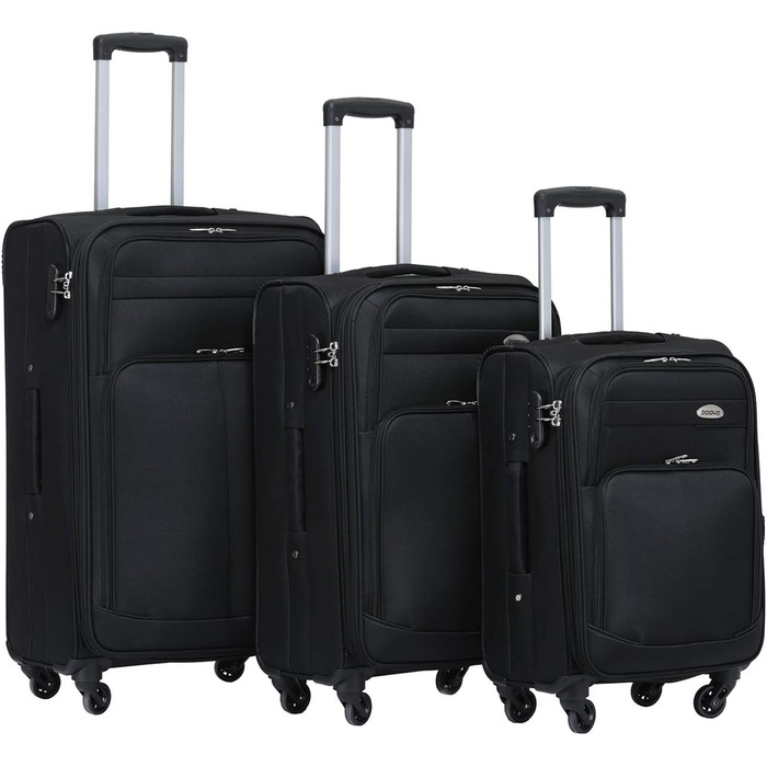 Набір валіз Beibye з тканини, ручний багаж 54см, з замком, червоний та чорний