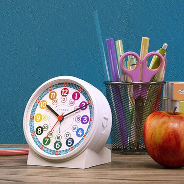 Cander Berlin MNU 1009 Silent Kinderwecker (children's alarm clock) and MNA 1030 J blue wristwatch, learning clock silent children's clock light snooze table clock alarm clock children lighting quiet snooze girls boys