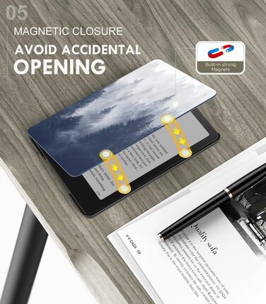 Чохол MoKo для Kindle Paperwhite 12th Gen (2024) та Kindle Colorsoft Signature Edition (2024), захисний чохол з авто-сном/пробудженням, сірий ліс