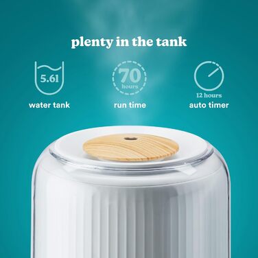 Ультразвуковий зволожувач повітря HoMedics TotalComfort Deluxe - для дому, офісу, дитячої кімнати (39,5 м², 70 год, дифузор для ефірних олій)