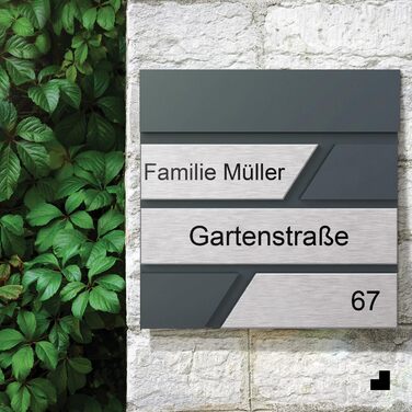 Поштовий ящик для газет Anthrazit з іменним шильдиком Julia Standard UV - настінний, порошкове покриття RAL 7016, 37x37 см