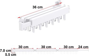 Висувна сушарка для білизни на стіну з гачками. Компактна сушарка для балкона, білизни, ванної кімнати, спальні (Біла, 3 складаних секції)