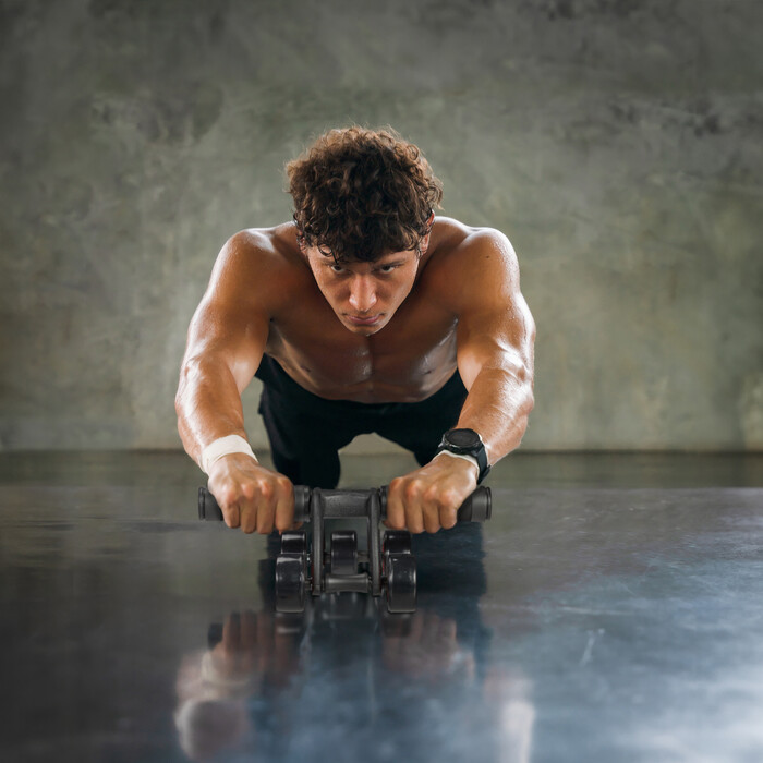 Relaxdays Abdominal Roller with 5 Wheels and Knee Pad