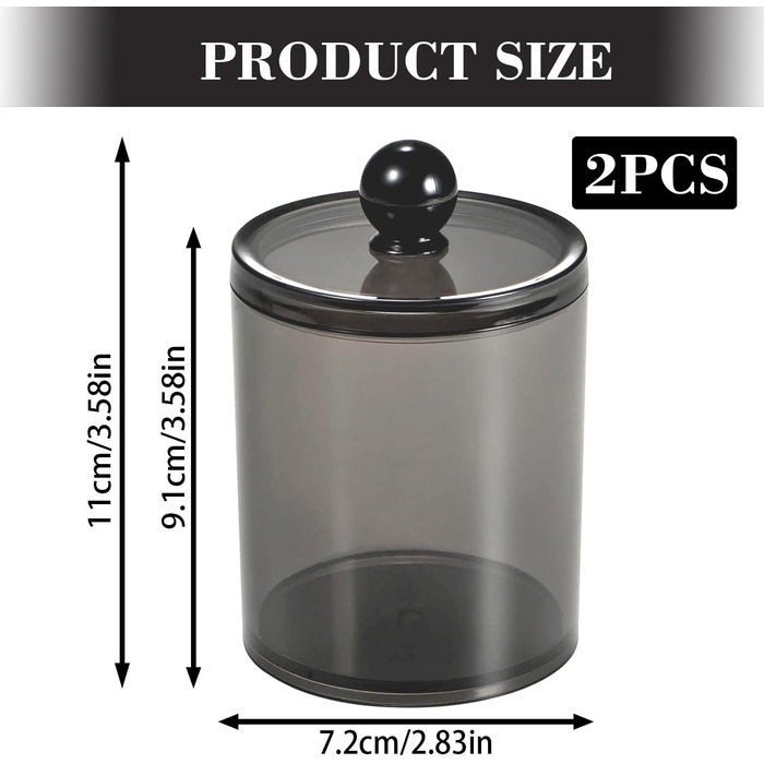 Організатор для ватних дисків та паличок AIMIXUN, набір 2 шт, чорний, прозорий диспенсер, для ватних паличок, зубної нитки, шпиньок