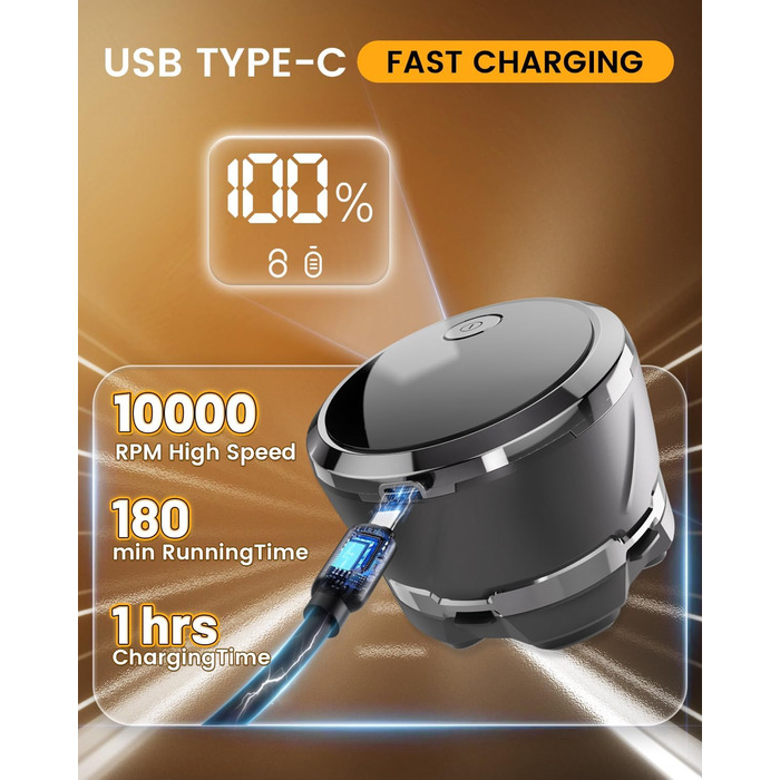 Електричний гостростример для гоління чоловічий Glatzen, IPX8, 6D, LED, USB-C (FK-8790B)