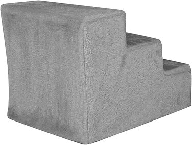 Lionto Pet Staircase with Plush Cover, 46x36x40 cm, sturdy dog stairs with low 10cm step height, gentle on joints, removable & washable cover, stairs can hold up to 50 kg, (Light Grey)
