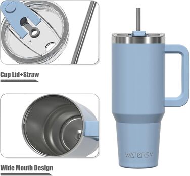 Термокружка WATERSY 40oz з нержавіючої сталі, подвійні стінки, вакуумна ізоляція, 591 мл, Smogblau