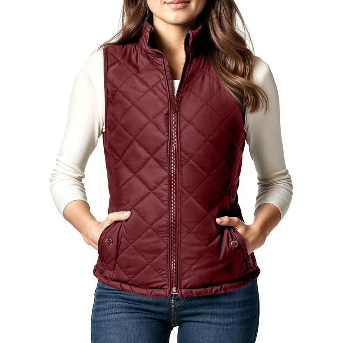 Жіноча пуховик NY Thread Pufferwete: легкий, з коміром, утеплений, на блискавці, чорний (L, Бордовий)