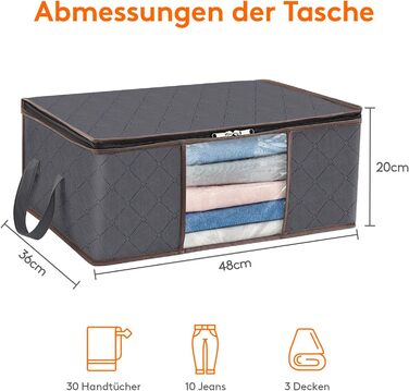 Органайзери для зберігання білизни та постільної білизни Lifewit (3 шт, 35л, сірий)