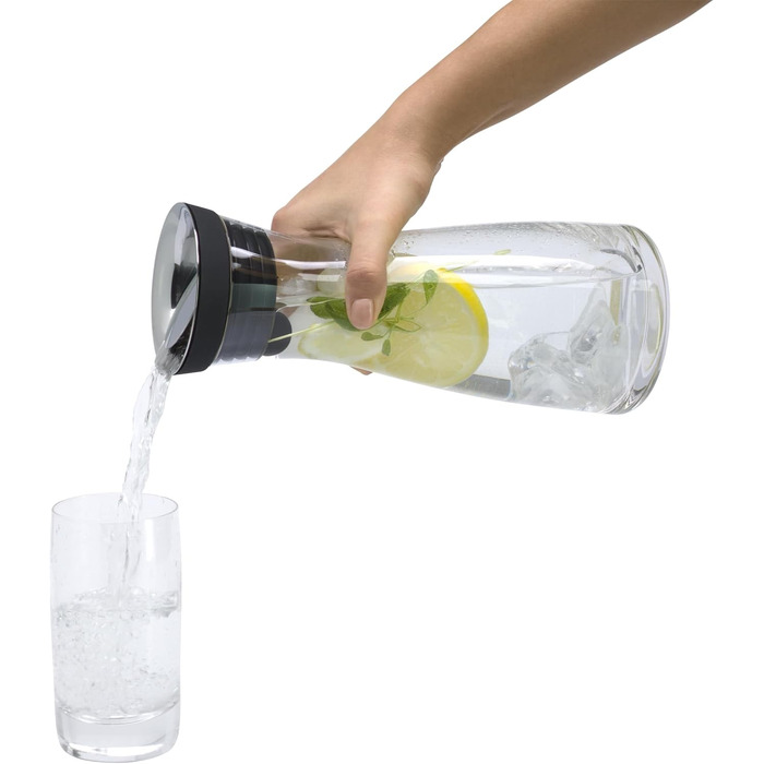 WMF Basic Glass Water Carafe 0.75 liter, Glass Carafe with Lid, Silicone Lid, CloseUp Closure