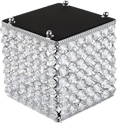 SUMNACON Crystal Silver Cosmetic Tissue Box Made of Glass and Metal, Pocket Tissue Box, Tissue Dispenser. Tissue box decoration for living room, dining room, hotel, restaurant, office, square.