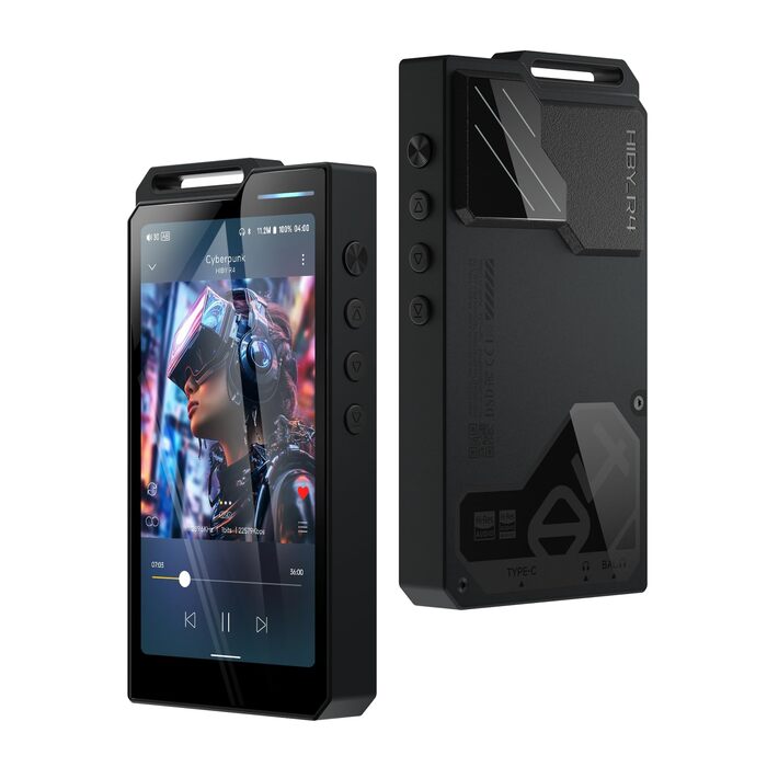 HiBy R4: Android MP3-плеєр з Bluetooth та Wi-Fi, 4DAC, 32GB, підтримка DSD, PCM, MQA, 4.4mm балансний вихід (Чорний)