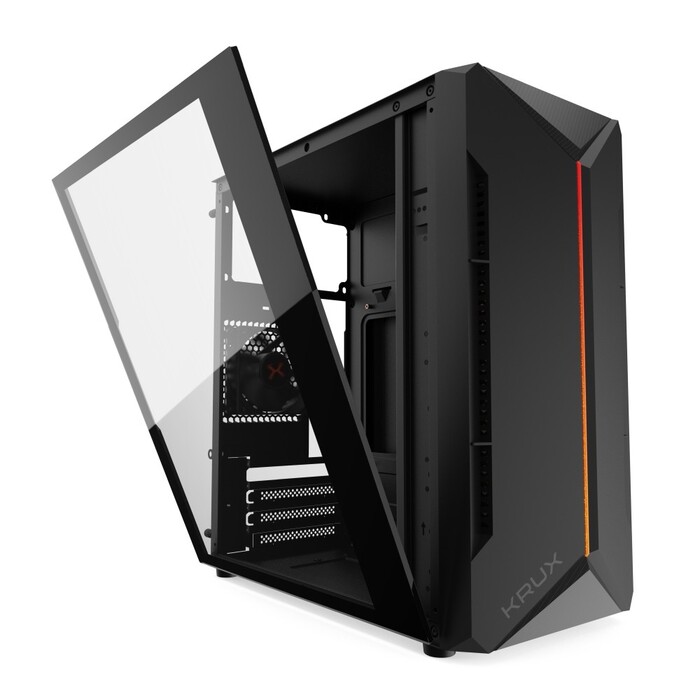 Корпус для комп'ютера Krux Astro Midi Tower, чорний, із загартованим склом