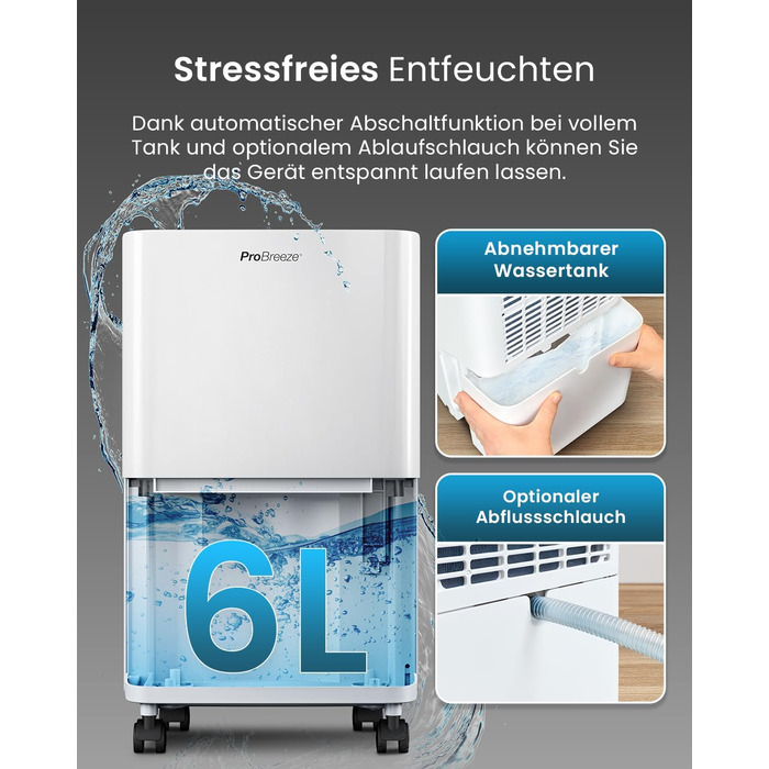 ПроБріз електросушарка повітря 12л/24г - вологопоглинач, електросушарка для білизни, з датчиком вологості, таймером, проти цвілі, 12л, 20 м²