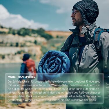 Спальний мішок MSports Premium Outdoor з ременем для перенесення - вибір на весну/літо (200GSM) або осінь/зима (300GSM) для кемпінгу, подорожей, фестивалів - теплий спальник-кокон оливкового кольору (Королівський блакитний, 200 GSM - весна/літо)