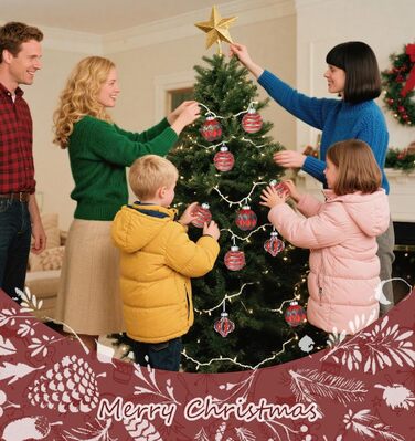 Набір ялинкових прикрас 30 шт. 6см, пластикові кулі, темно-синій та білий, ялинкові кулі для декору, набір прикрас для ялинки, 30 шт. (12 шт. 8см, прозорі та червоні)