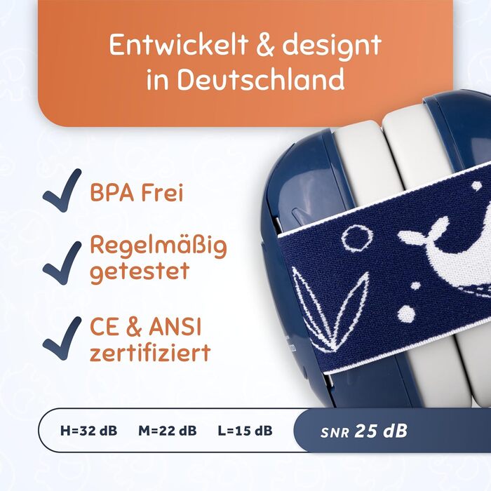 Schallwerk Mini+ - Шумоізоляційні навушники для малюків. Дитячі навушники для захисту від шуму, блакитний колір