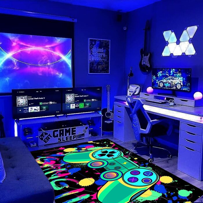 3D килим HOLAVIDA Vortex Illusion, люмінесцентний, чорний світло-UV, антиковзний, світиться у темряві, для дитячої кімнати, 180x120 см, стиль 5