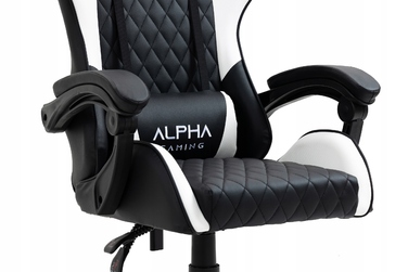 Ігрове крісло Alpha Gaming Carbon, штучна шкіра, чорно-біле