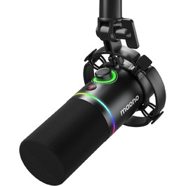 Мікрофон MAONO PD200XS XLR/USB: Набір для стримінгу, запису та геймінгу з RGB підсвіткою, регулюванням гучності та беззвучною кнопкою