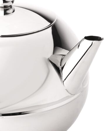 Bredemeijer round, pot-bellied, double-walled stainless steel teapot, 1.2 liters with chrome-colored handle