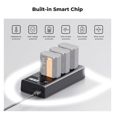Зарядний пристрій K&F CONCEPT NP-FZ100 для камер Sony: A7iii, A7iv, A7Rv, A6700, A6600, A9, A1, FX3, FX30, ZV-E1 з LCD дисплеєм (3 слоти)