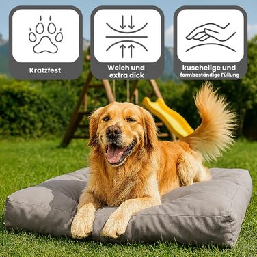 Килимок для собак великих порід 110x90 см - Міцний матеріал Oxford 600D, водовідштовхувальний, XXL лежанка для собак 10 см заввишки, двосторонній, для вулиці - Сірий 110x90x10 см